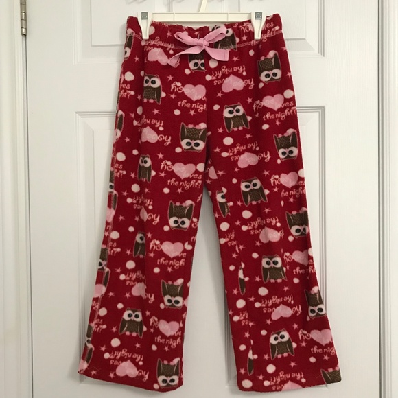LA SENZA Girl Pajama Bottoms Owl Heart Red Pink White Brown - Picture 1 of 10